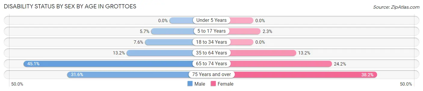 Disability Status by Sex by Age in Grottoes