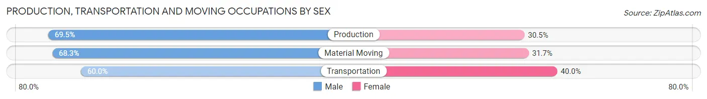 Production, Transportation and Moving Occupations by Sex in Grottoes