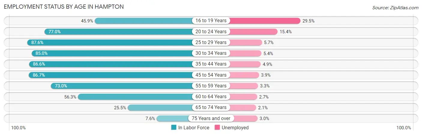 Employment Status by Age in Hampton