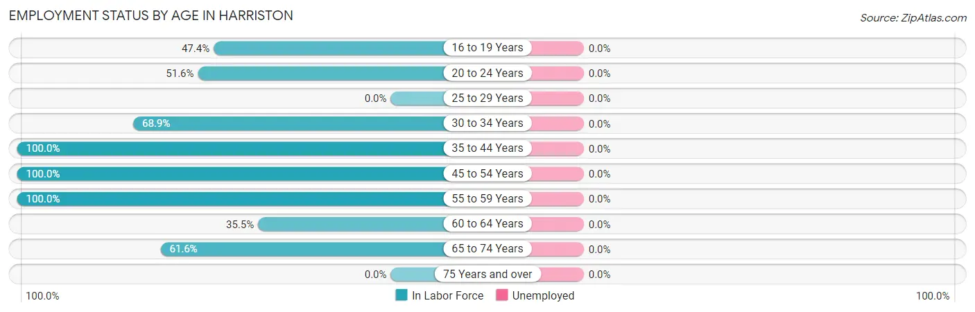 Employment Status by Age in Harriston