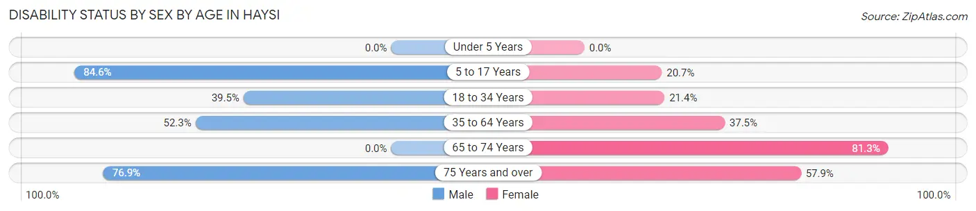 Disability Status by Sex by Age in Haysi