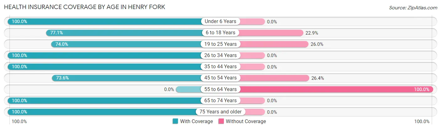 Health Insurance Coverage by Age in Henry Fork