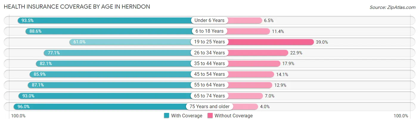 Health Insurance Coverage by Age in Herndon