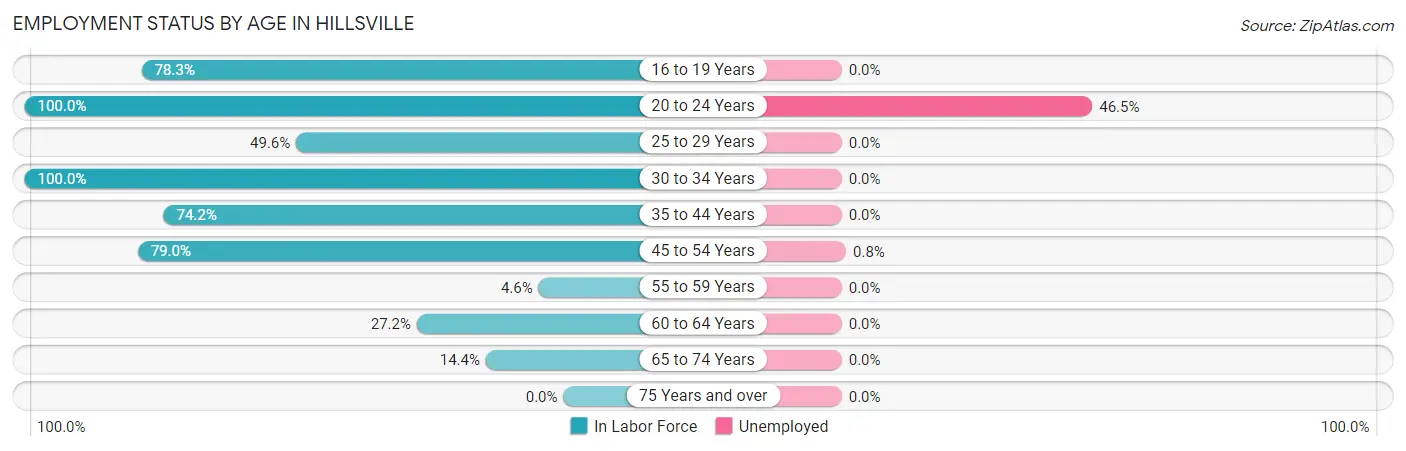 Employment Status by Age in Hillsville