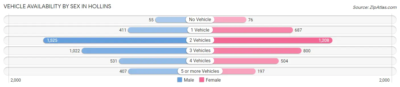Vehicle Availability by Sex in Hollins