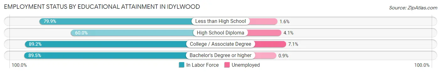 Employment Status by Educational Attainment in Idylwood