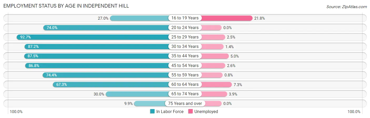 Employment Status by Age in Independent Hill