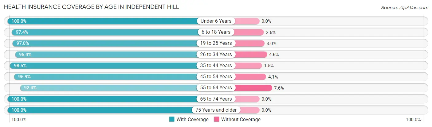 Health Insurance Coverage by Age in Independent Hill