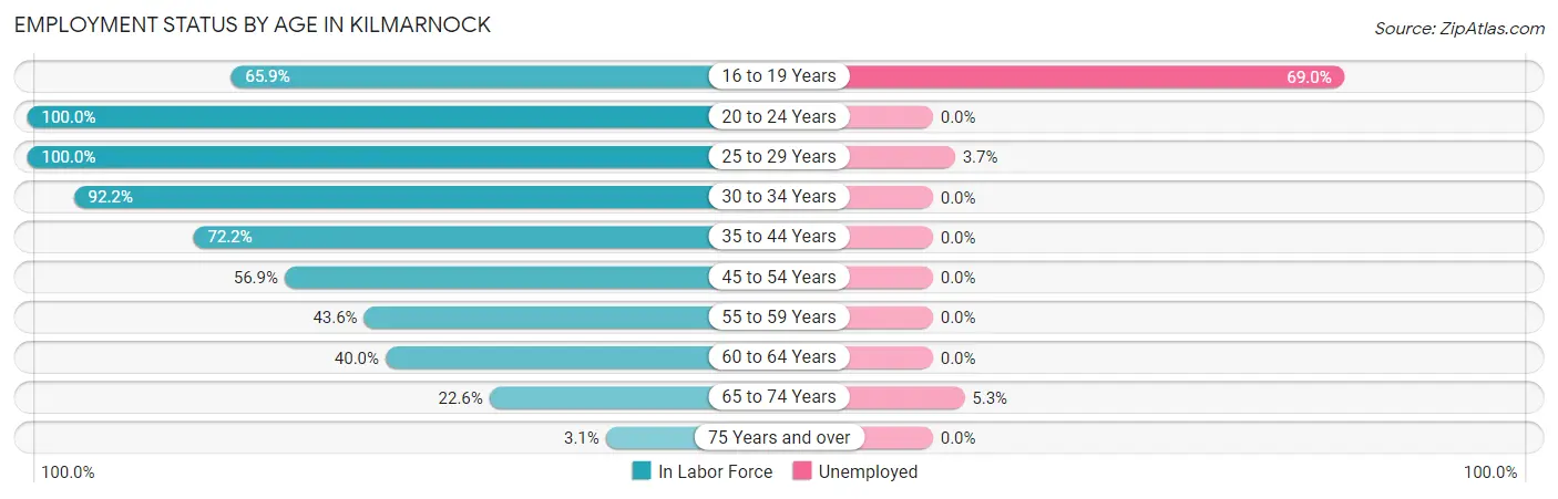 Employment Status by Age in Kilmarnock