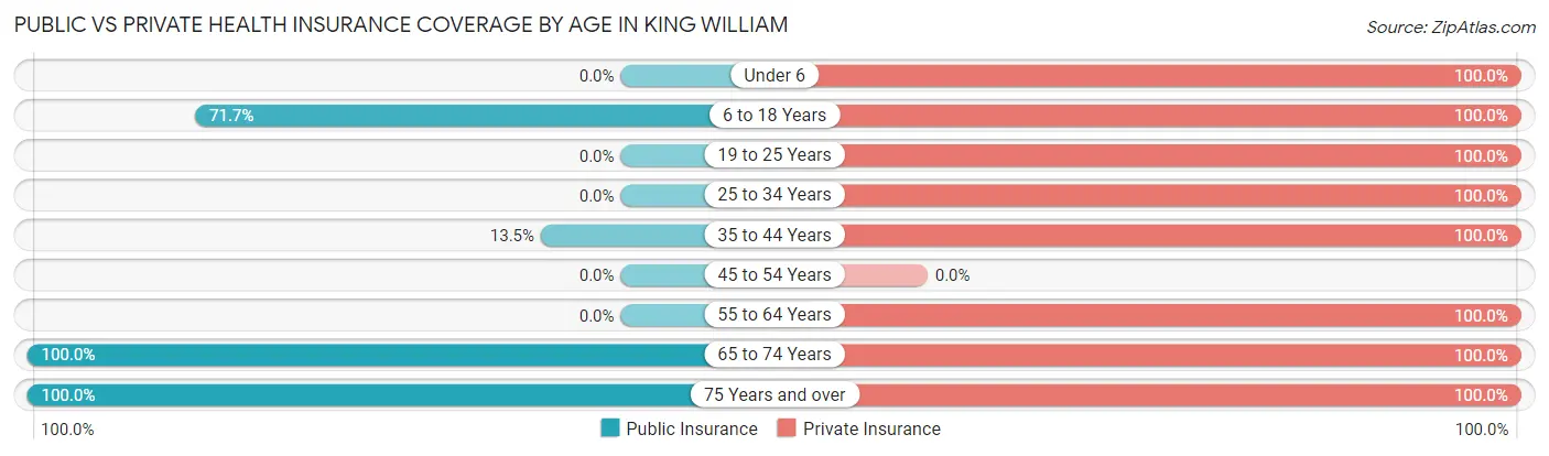 Public vs Private Health Insurance Coverage by Age in King William