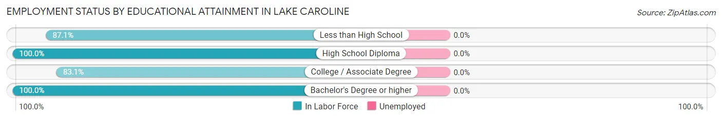 Employment Status by Educational Attainment in Lake Caroline