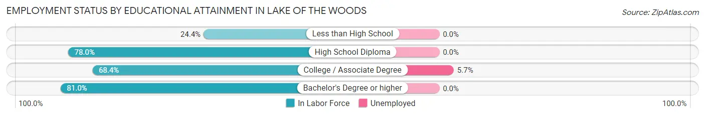 Employment Status by Educational Attainment in Lake of the Woods