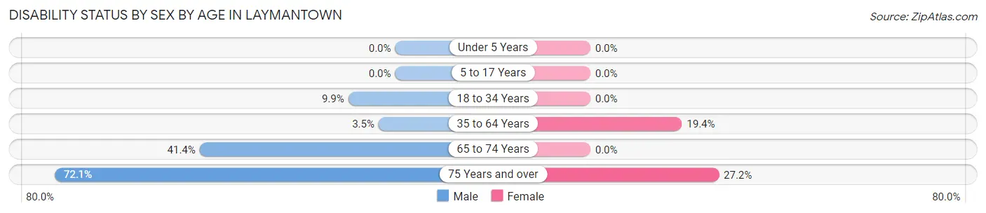 Disability Status by Sex by Age in Laymantown