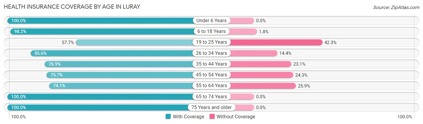 Health Insurance Coverage by Age in Luray