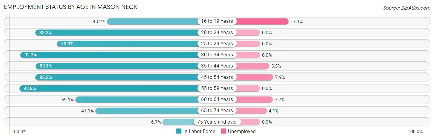 Employment Status by Age in Mason Neck