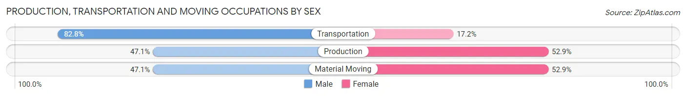 Production, Transportation and Moving Occupations by Sex in Massanutten