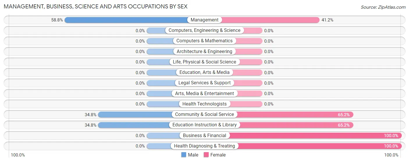 Management, Business, Science and Arts Occupations by Sex in Maurertown