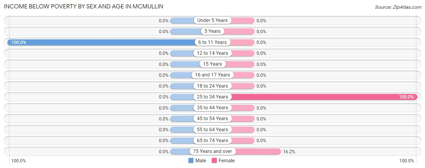 Income Below Poverty by Sex and Age in McMullin
