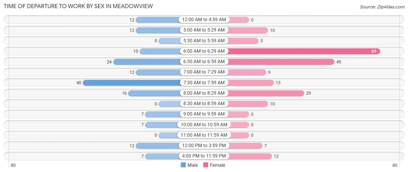 Time of Departure to Work by Sex in Meadowview