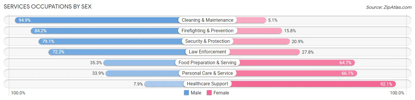 Services Occupations by Sex in Mechanicsville