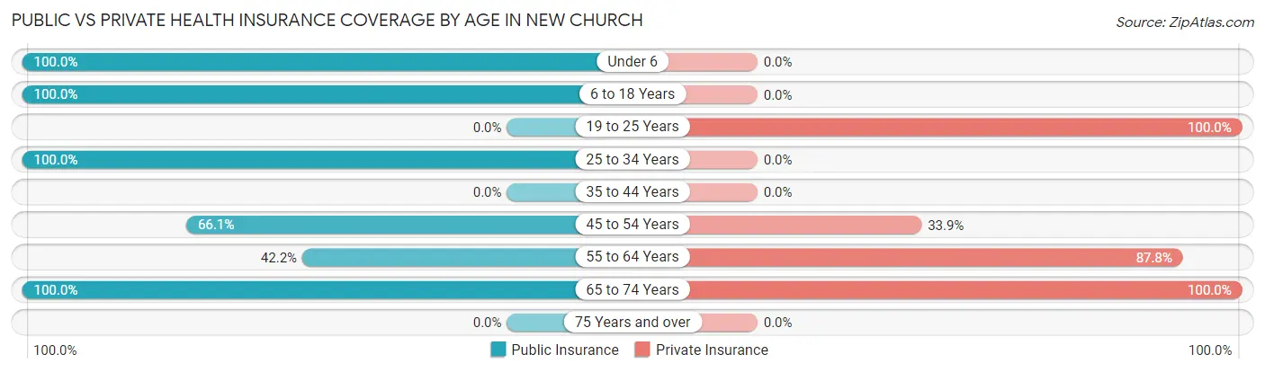 Public vs Private Health Insurance Coverage by Age in New Church