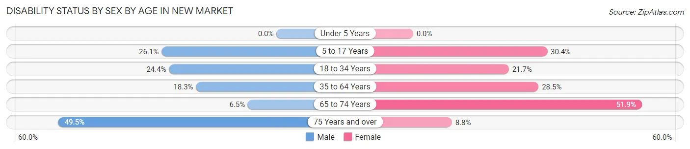 Disability Status by Sex by Age in New Market