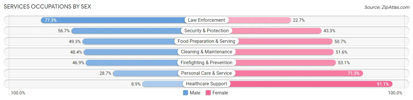 Services Occupations by Sex in Newport News