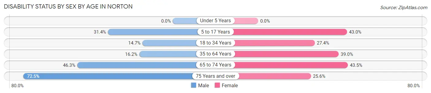 Disability Status by Sex by Age in Norton