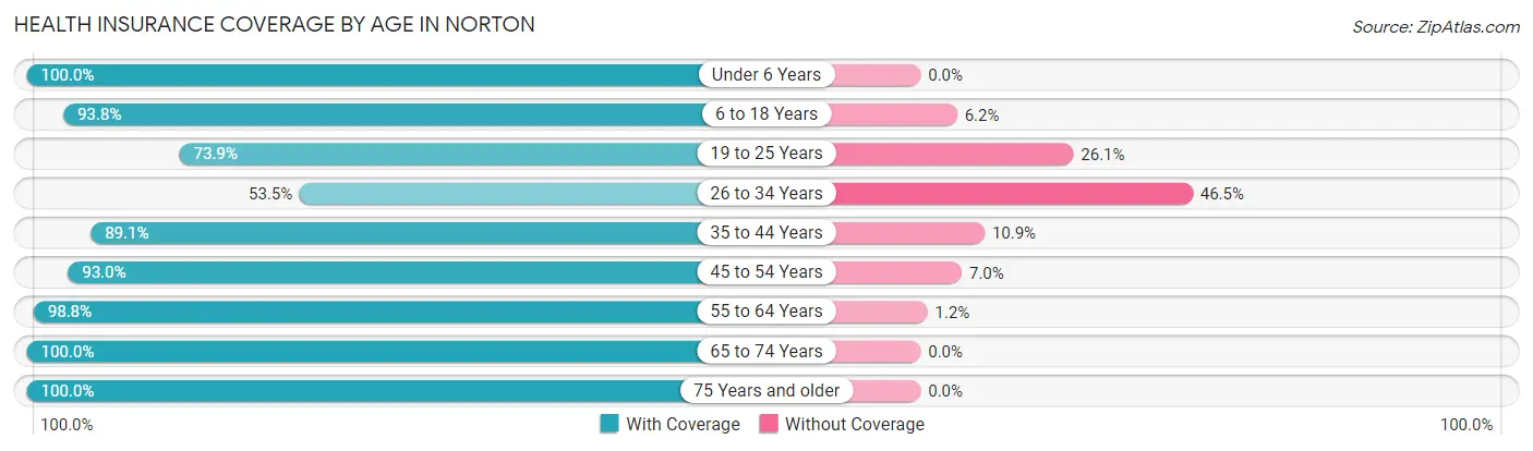 Health Insurance Coverage by Age in Norton