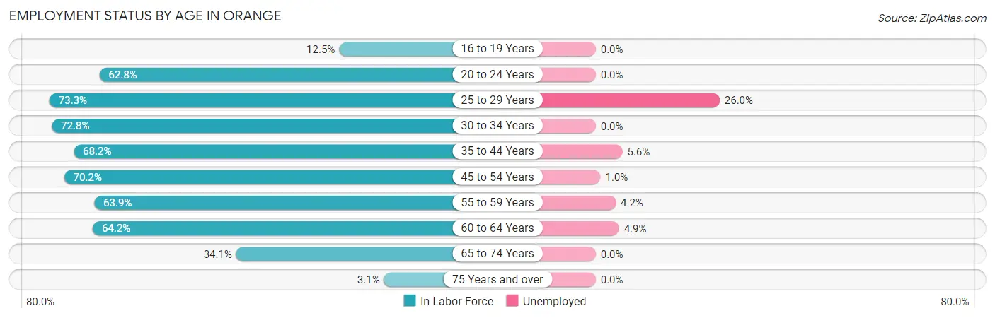 Employment Status by Age in Orange