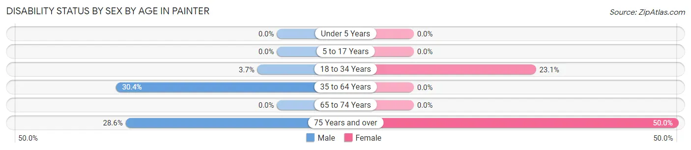 Disability Status by Sex by Age in Painter