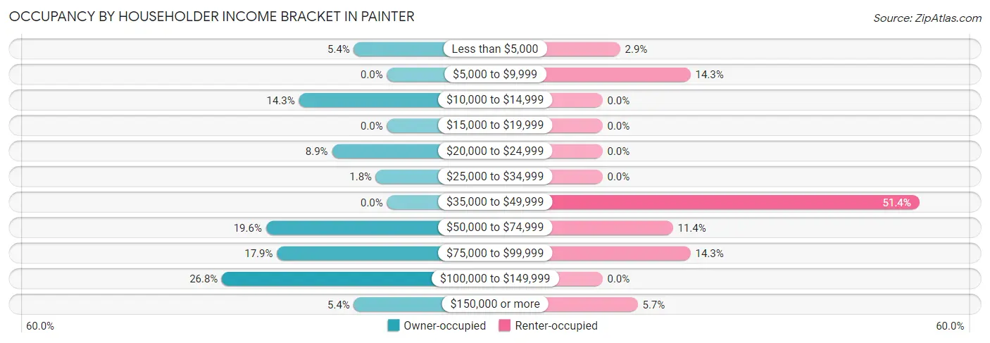 Occupancy by Householder Income Bracket in Painter