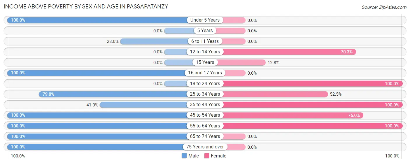 Income Above Poverty by Sex and Age in Passapatanzy