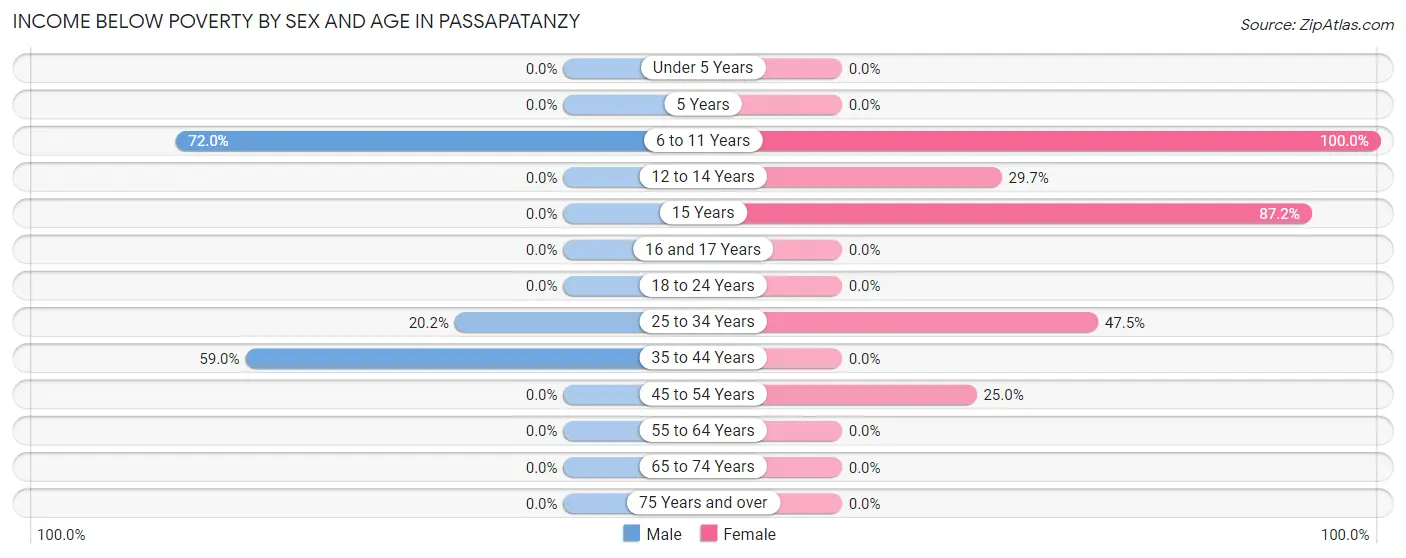 Income Below Poverty by Sex and Age in Passapatanzy