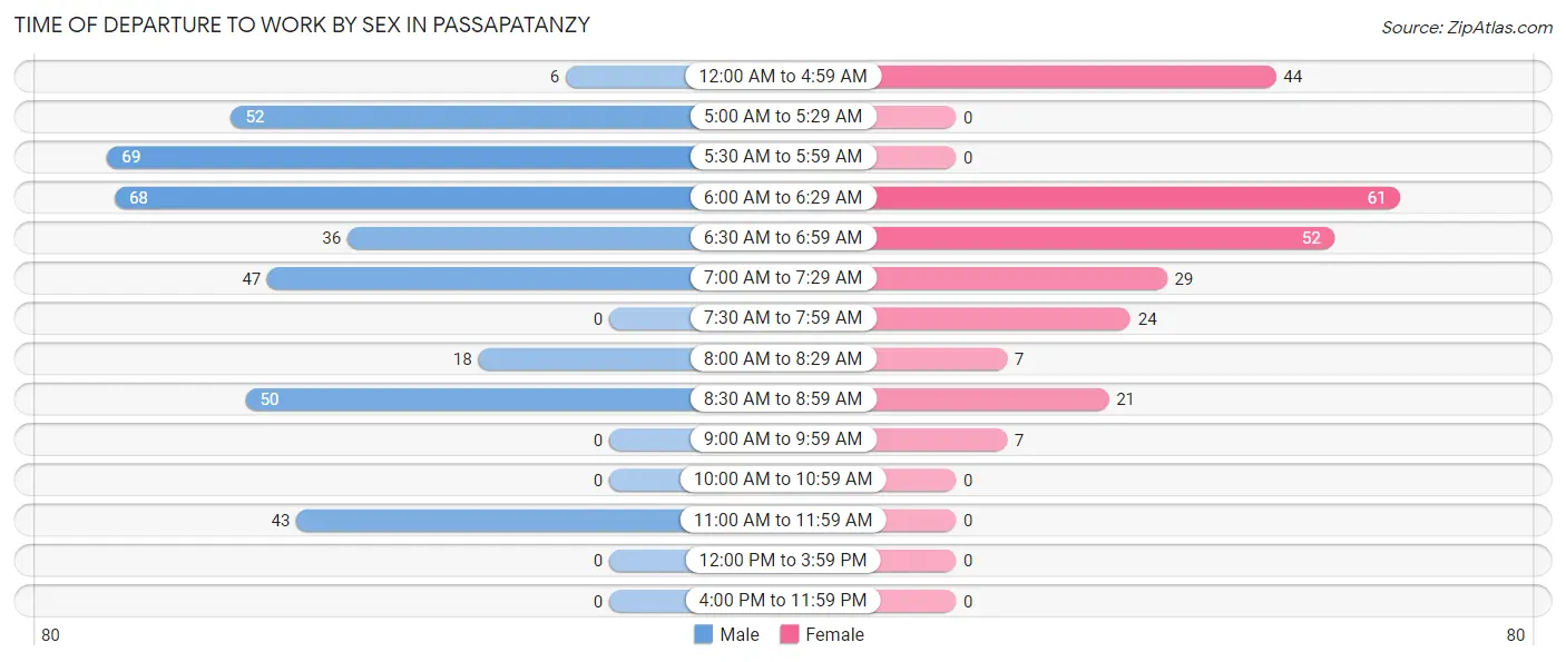 Time of Departure to Work by Sex in Passapatanzy