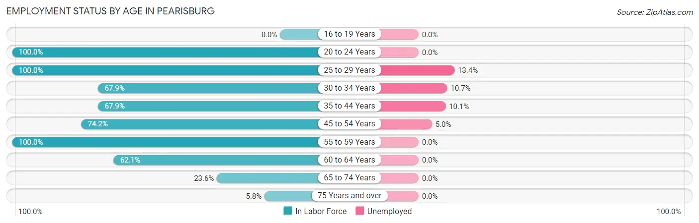 Employment Status by Age in Pearisburg