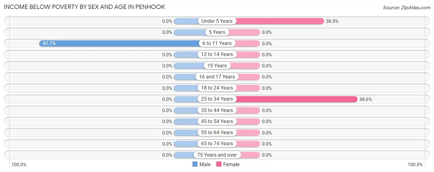Income Below Poverty by Sex and Age in Penhook