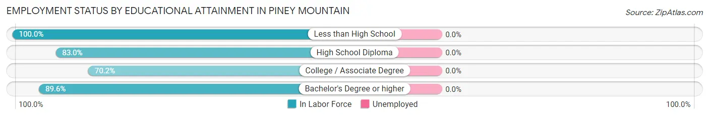 Employment Status by Educational Attainment in Piney Mountain