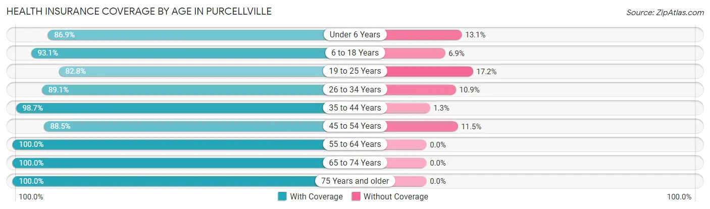 Health Insurance Coverage by Age in Purcellville
