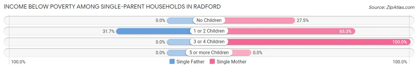Income Below Poverty Among Single-Parent Households in Radford