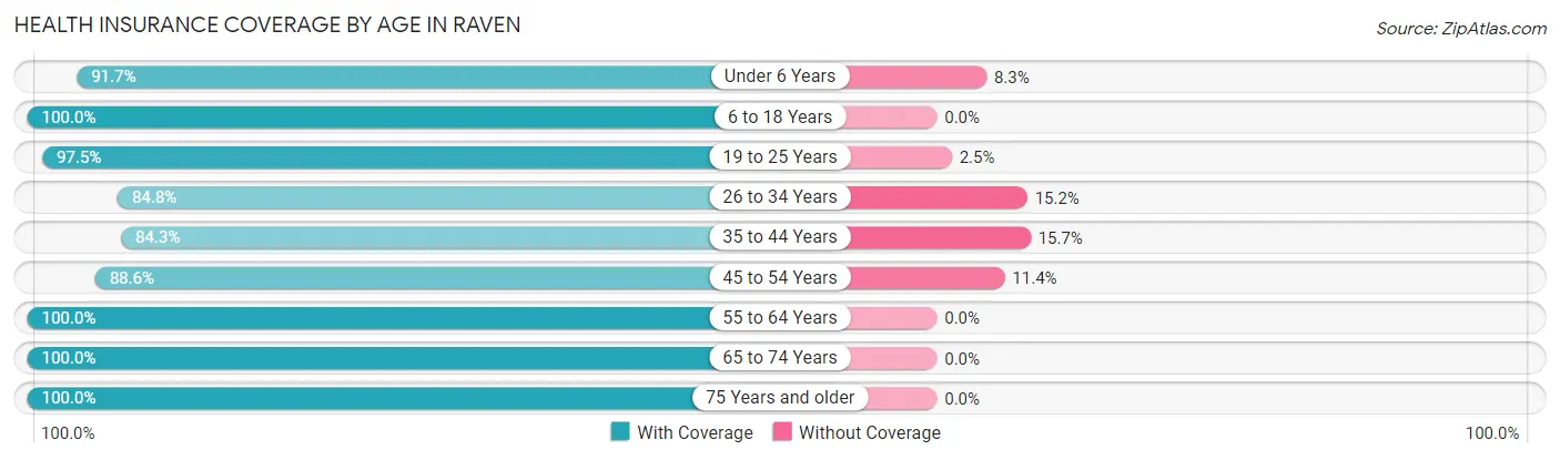 Health Insurance Coverage by Age in Raven