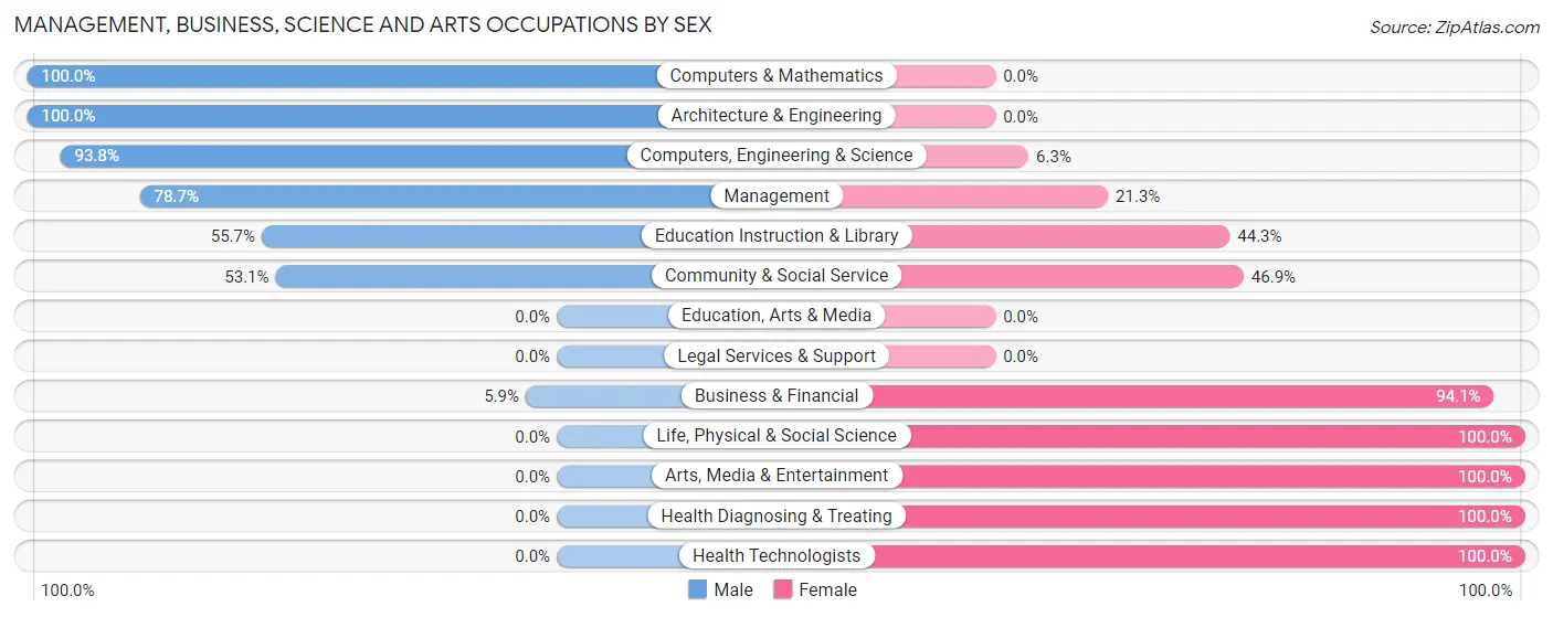 Management, Business, Science and Arts Occupations by Sex in Remington