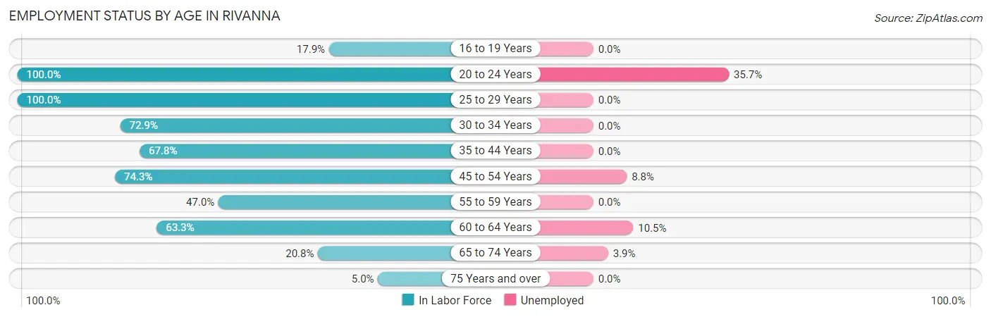 Employment Status by Age in Rivanna