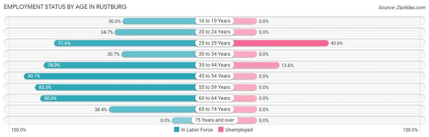 Employment Status by Age in Rustburg