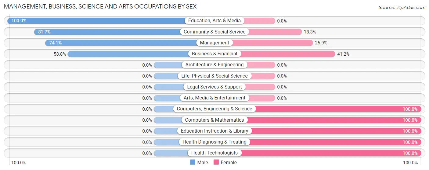 Management, Business, Science and Arts Occupations by Sex in Rustburg