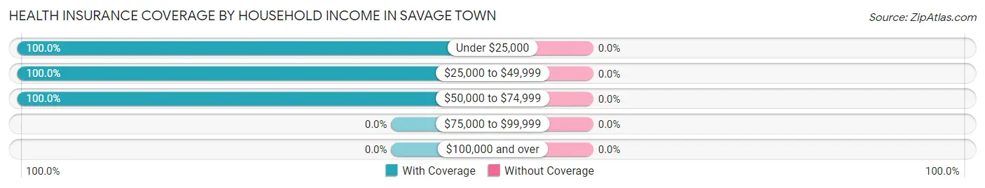 Health Insurance Coverage by Household Income in Savage Town