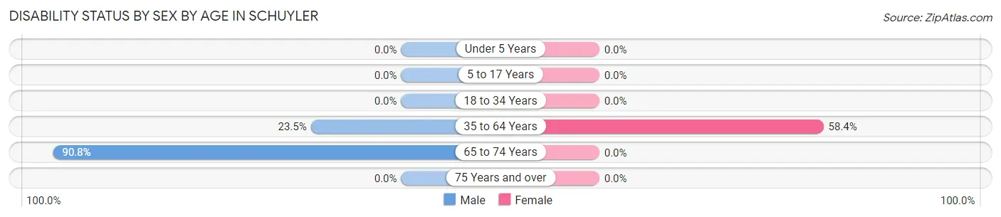 Disability Status by Sex by Age in Schuyler