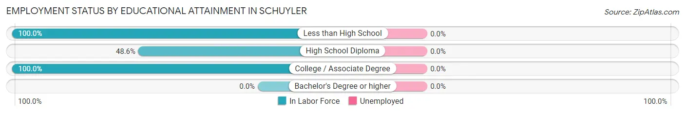 Employment Status by Educational Attainment in Schuyler