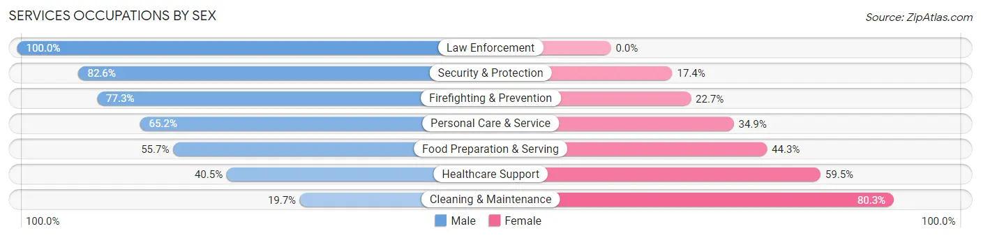 Services Occupations by Sex in Seven Corners