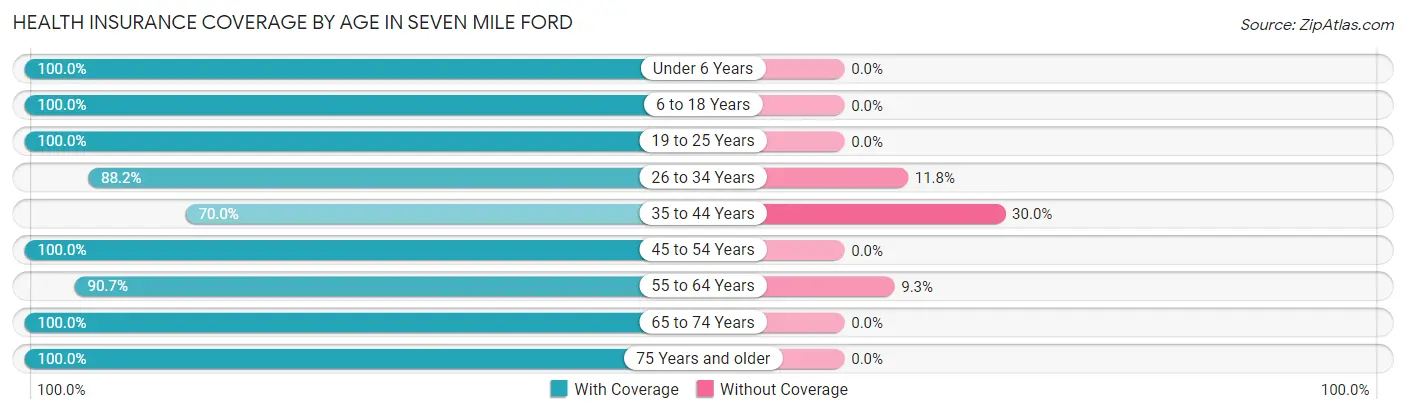 Health Insurance Coverage by Age in Seven Mile Ford